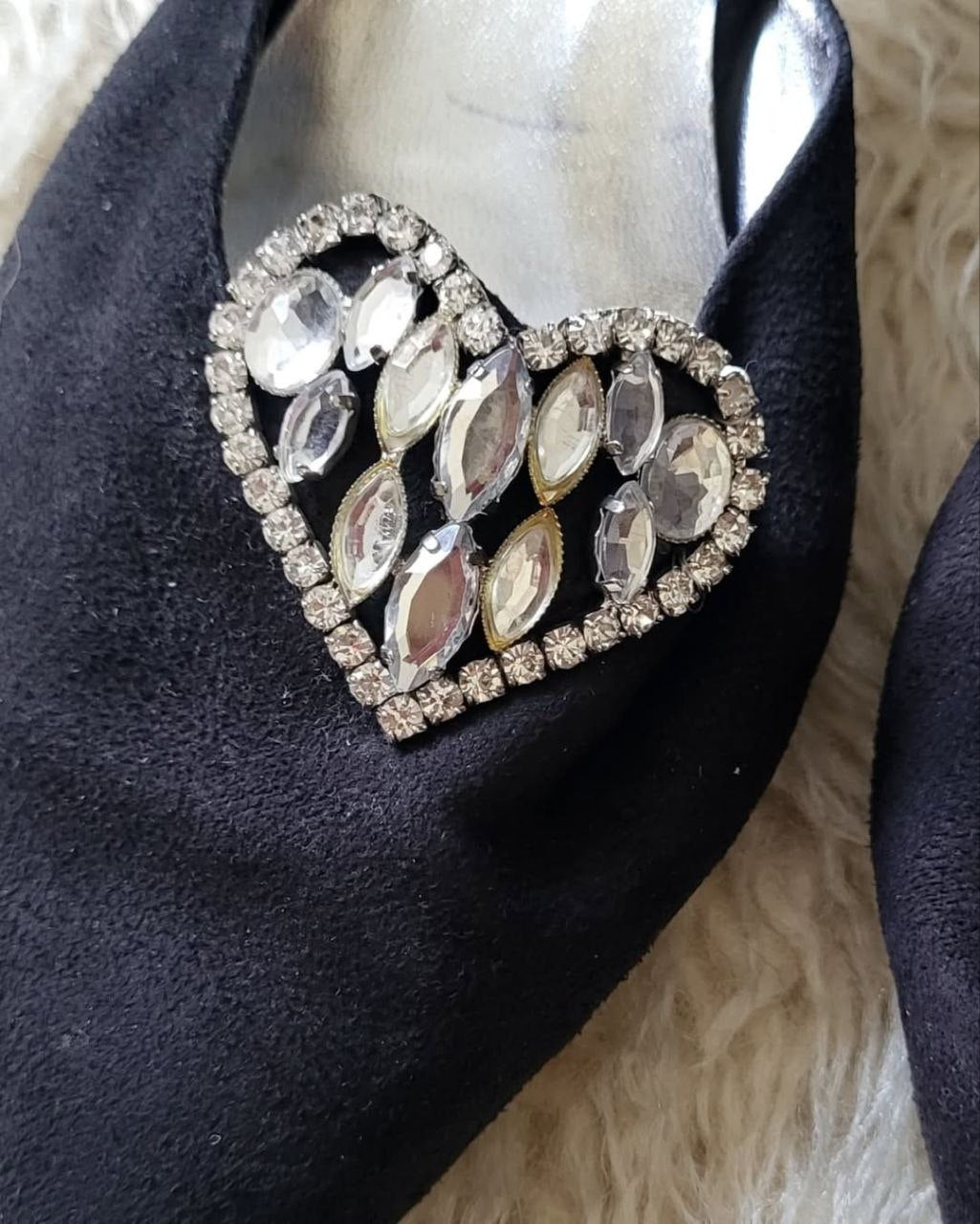 Silver heart mules. Size 37