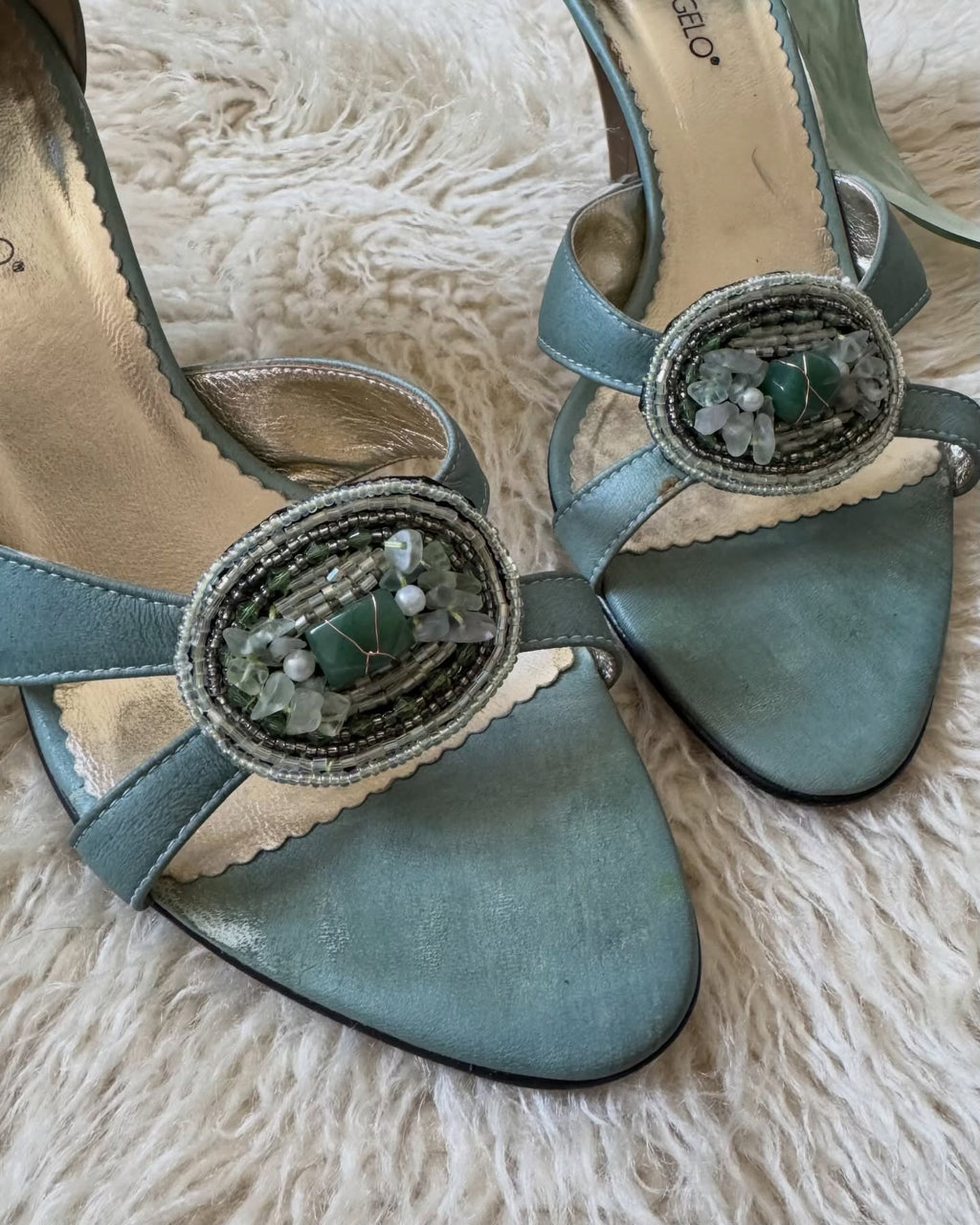 Turquoise leather. Size 40