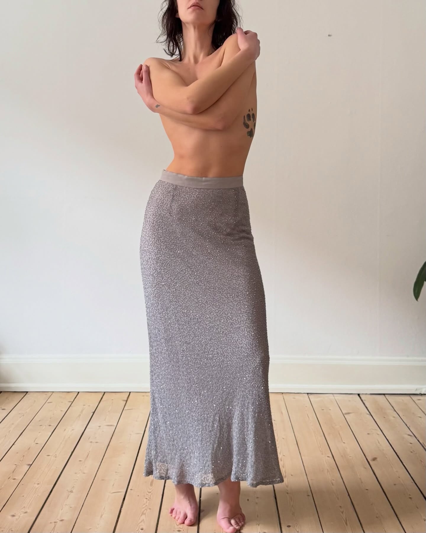 Grey silk skirt