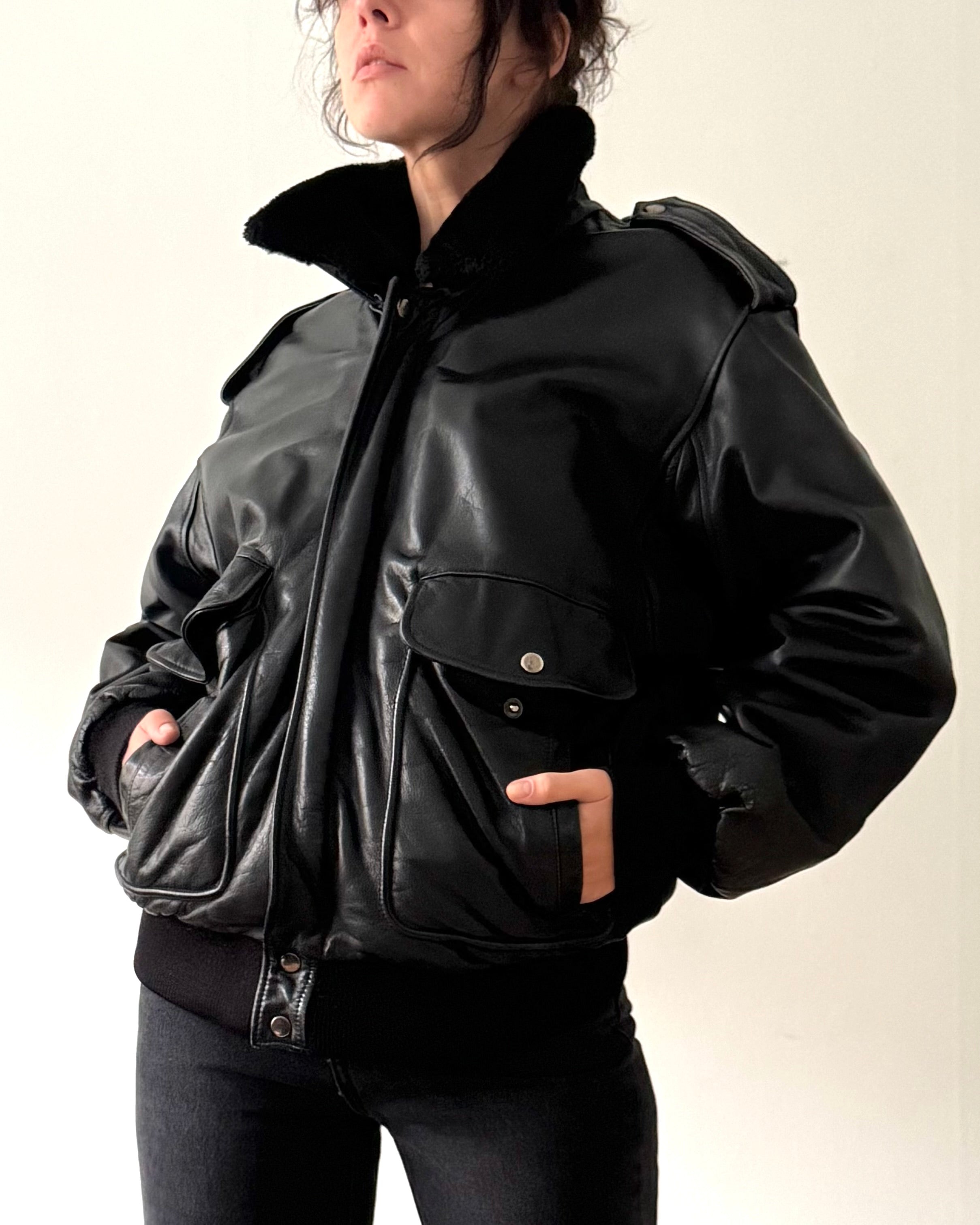 Leather bomber