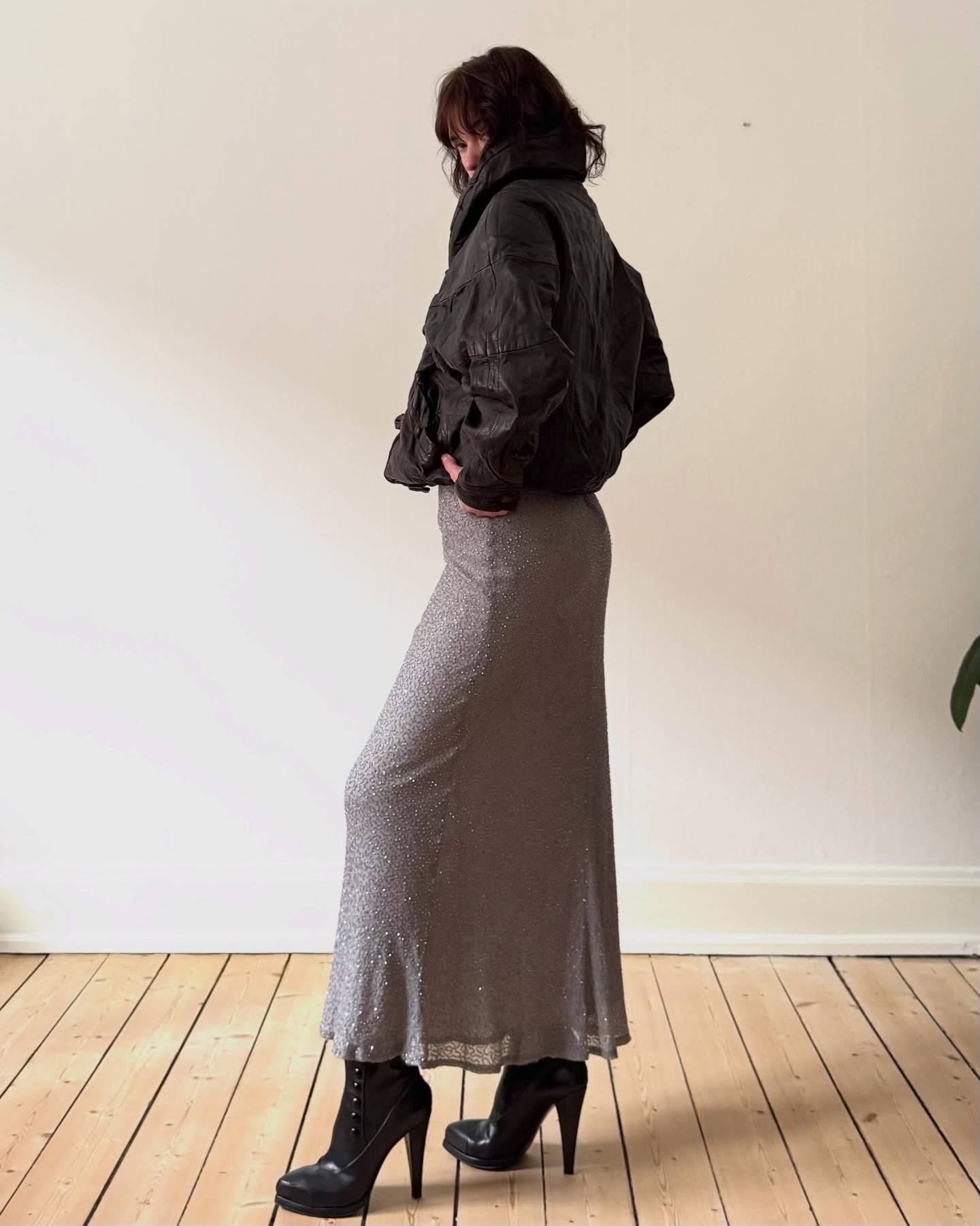 Grey silk skirt
