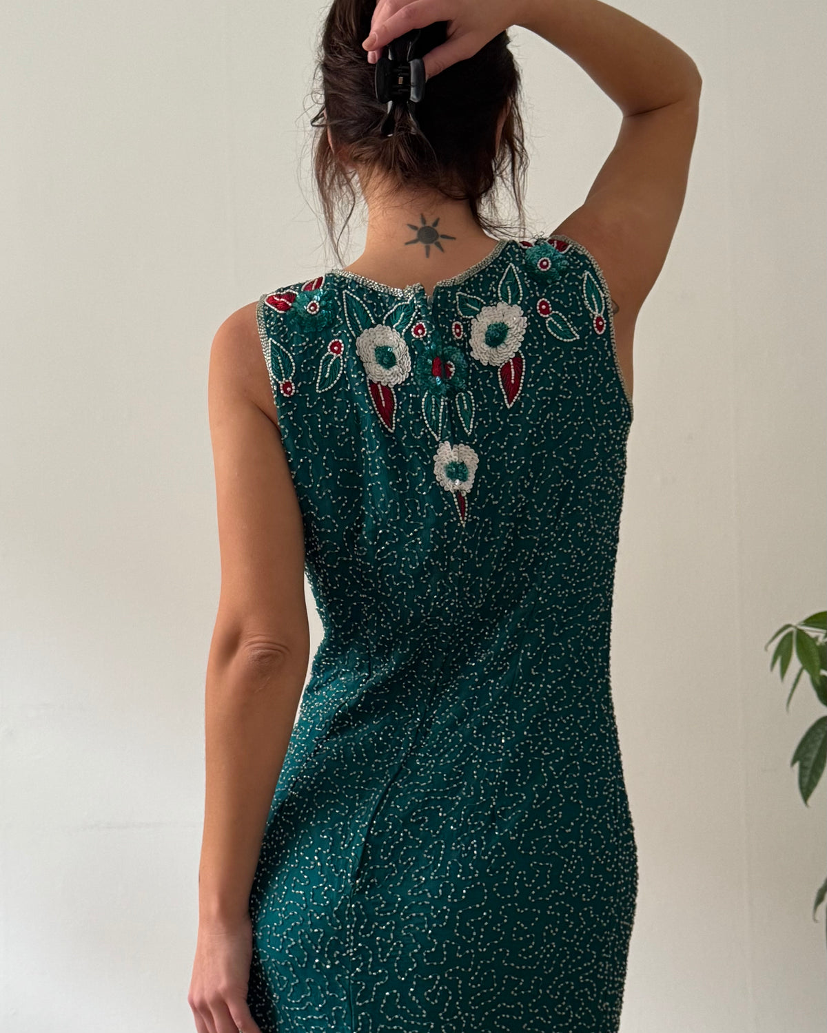 1990s turquoise silk