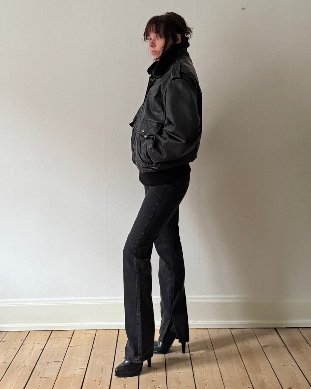 Leather bomber
