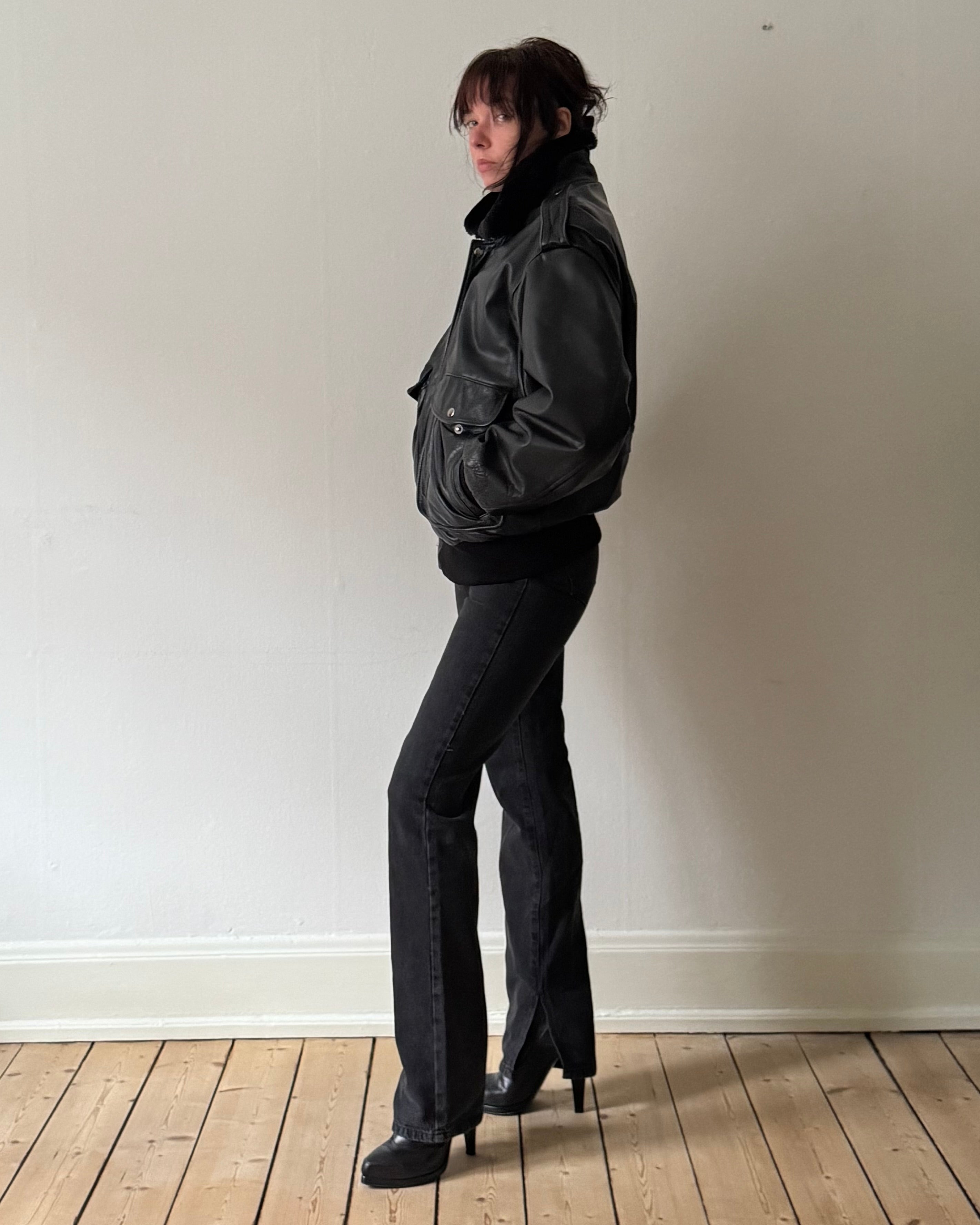 Leather bomber
