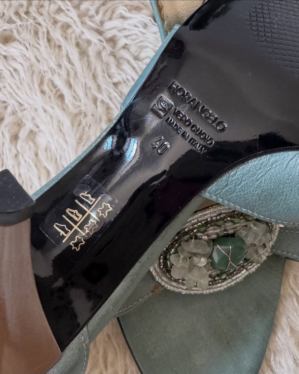 Turquoise leather. Size 40