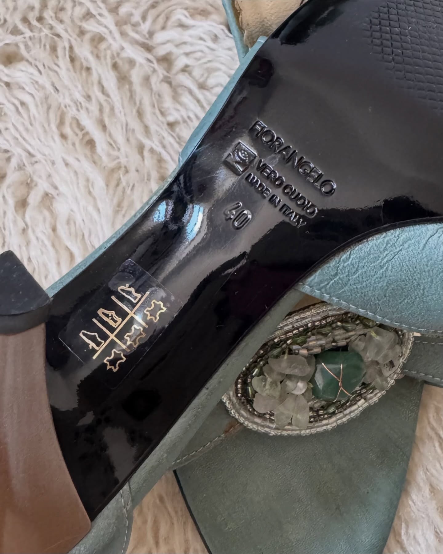 Turquoise leather. Size 40