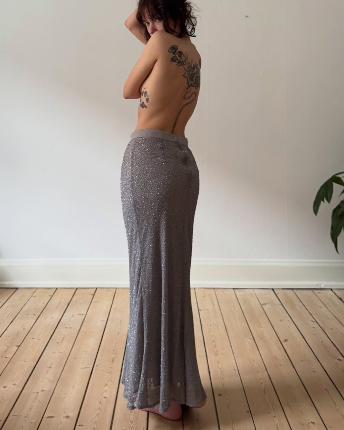 Grey silk skirt