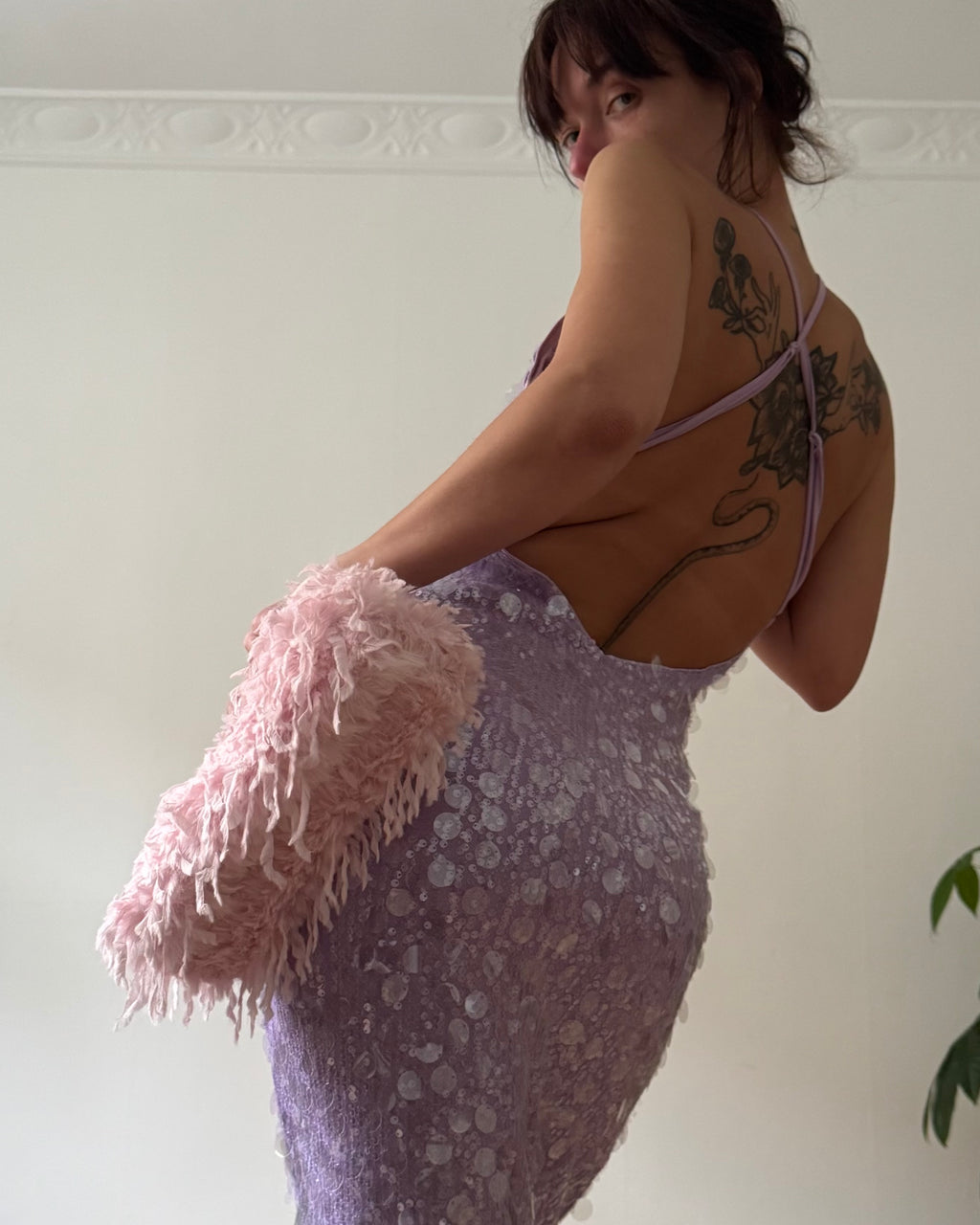 Pink feathers clutch
