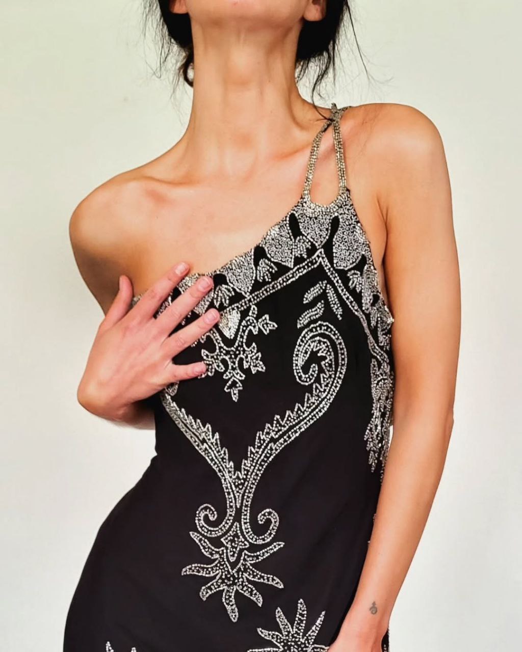 One shoulder silk