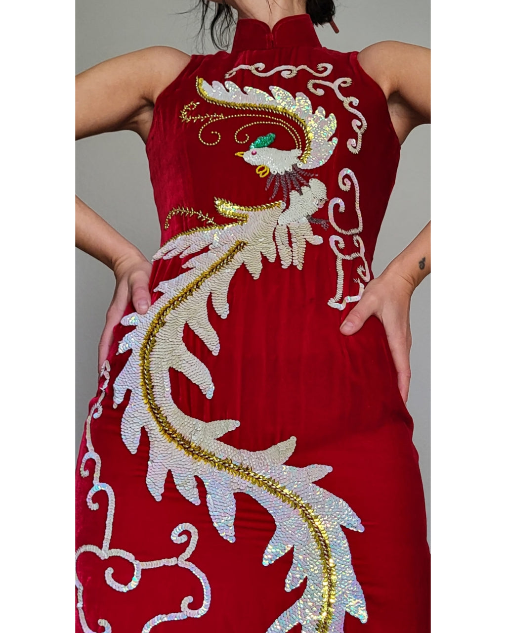Velour cheongsam
