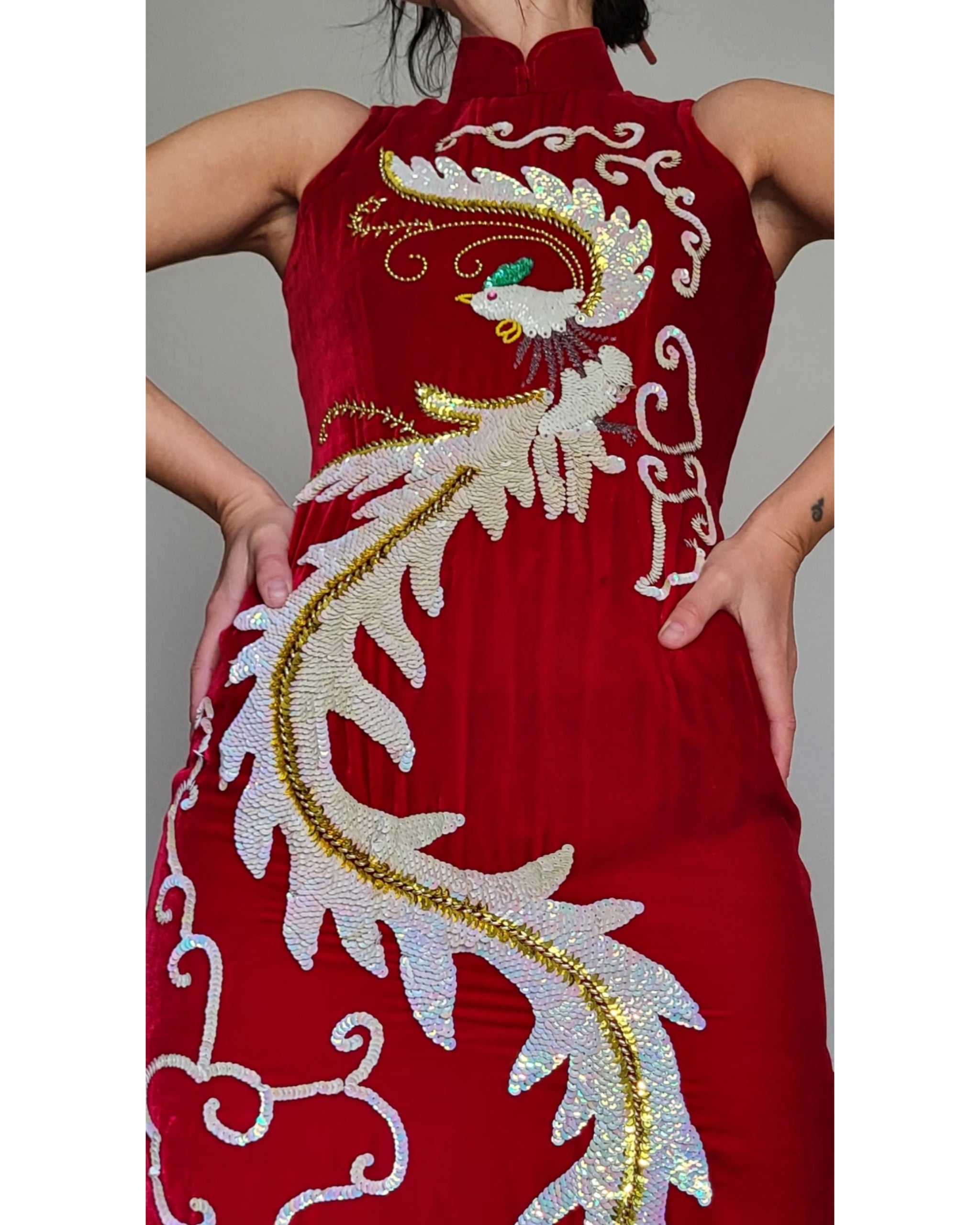 Velour cheongsam