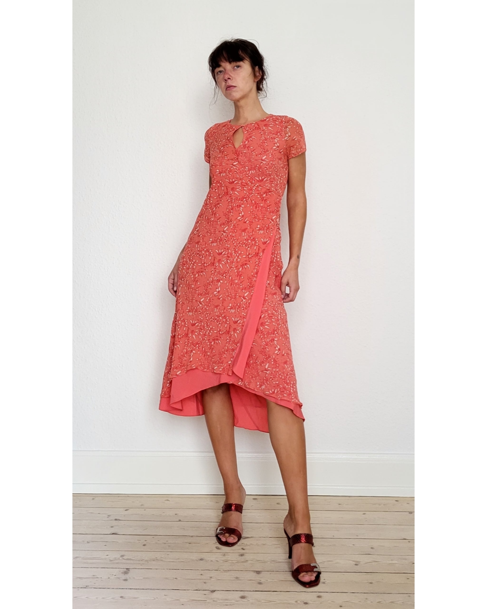 Pinkish orange silk
