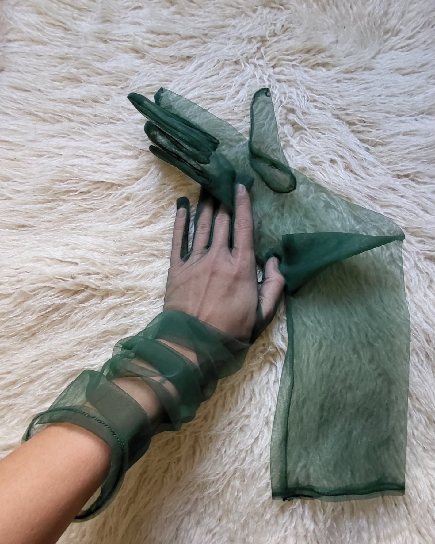 Sheer green gloves