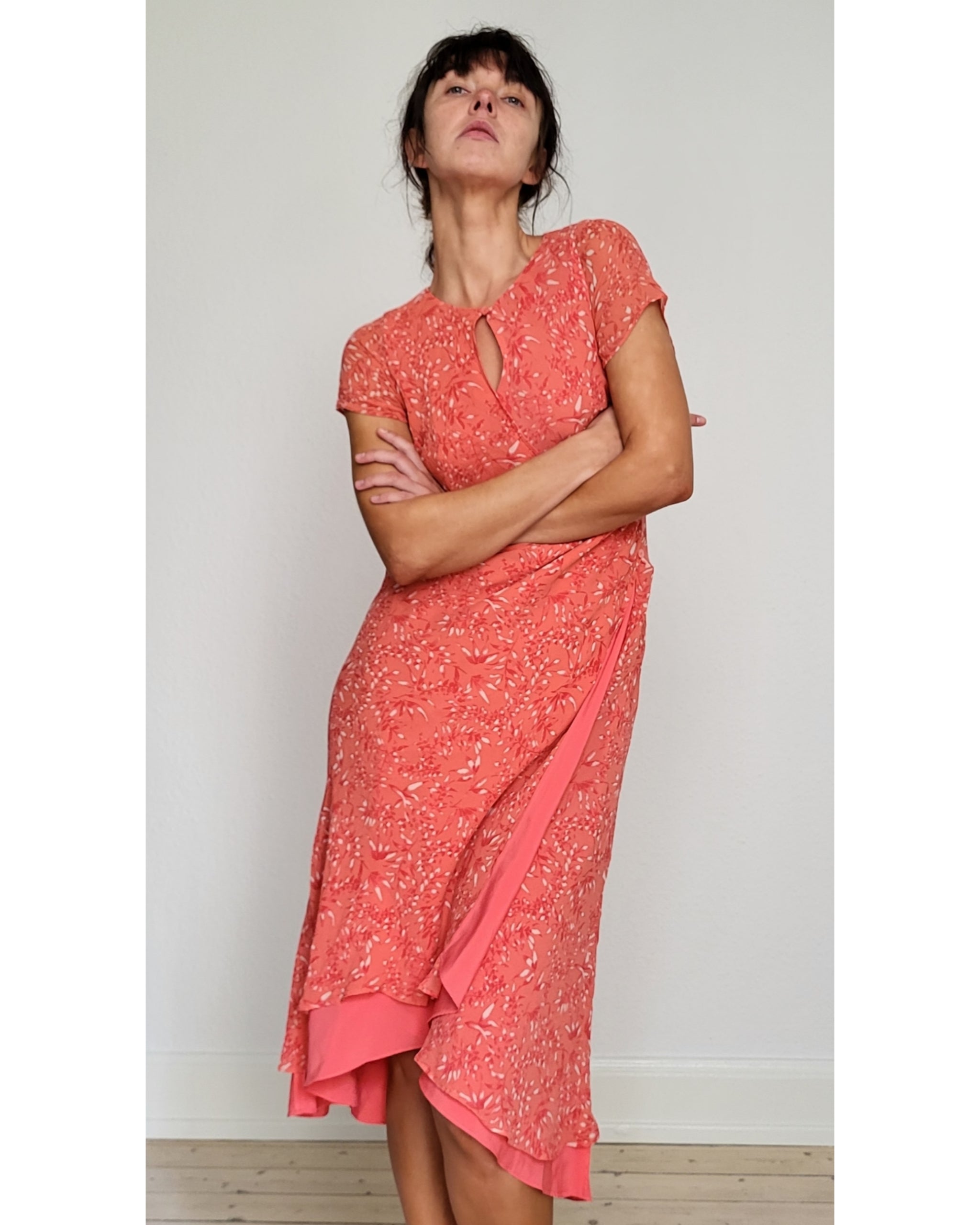 Pinkish orange silk