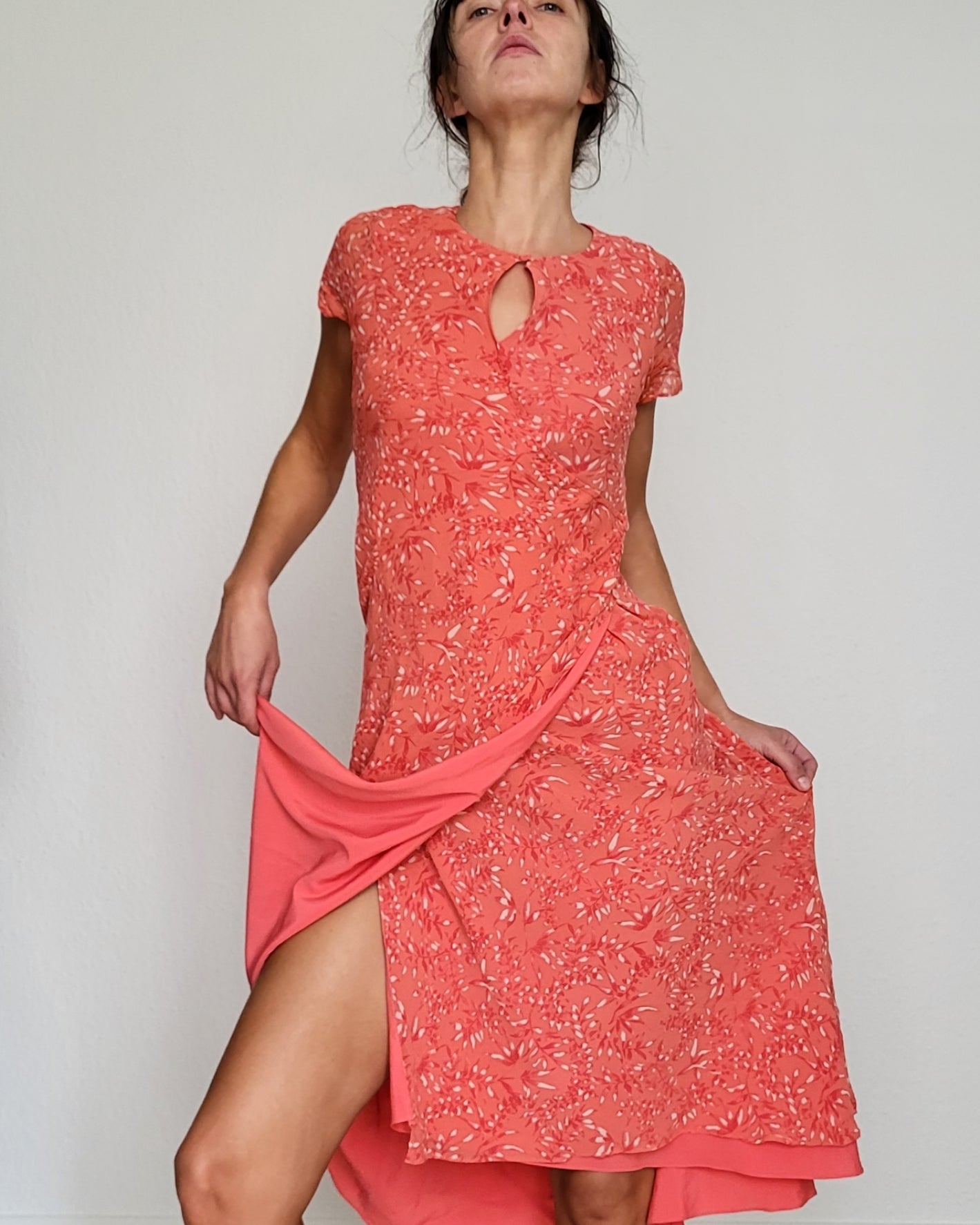 Pinkish orange silk