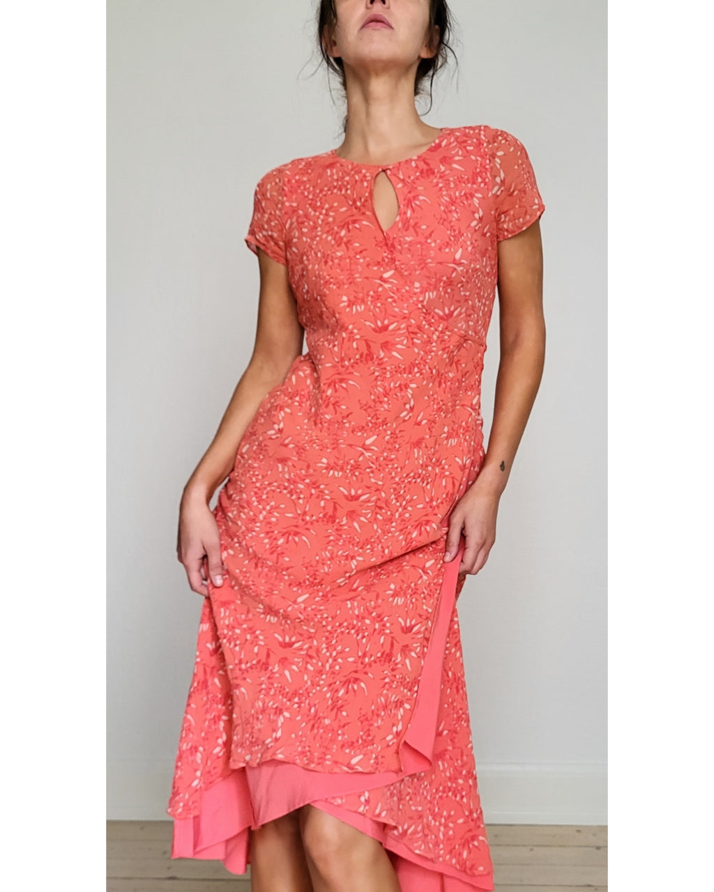 Pinkish orange silk