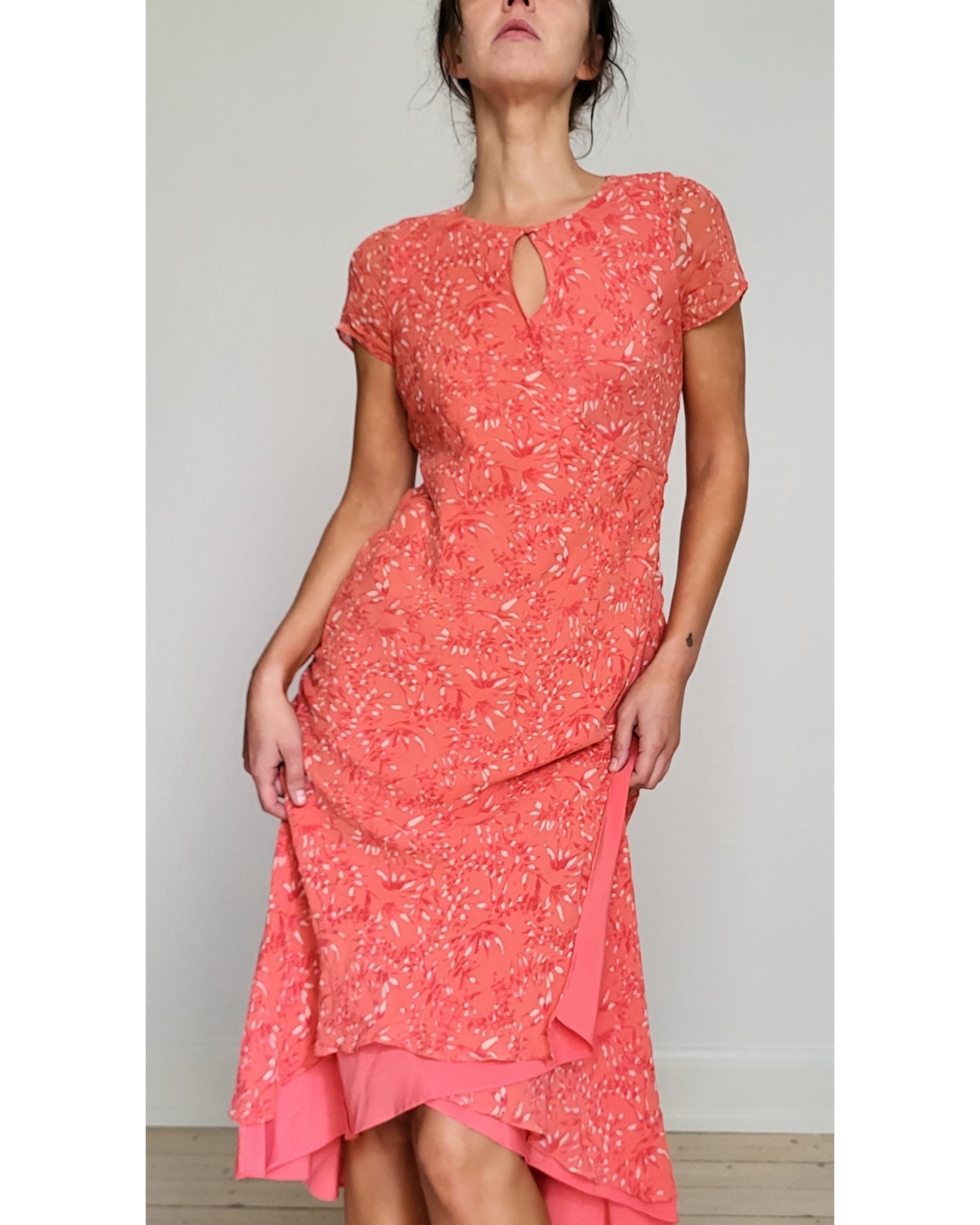 Pinkish orange silk