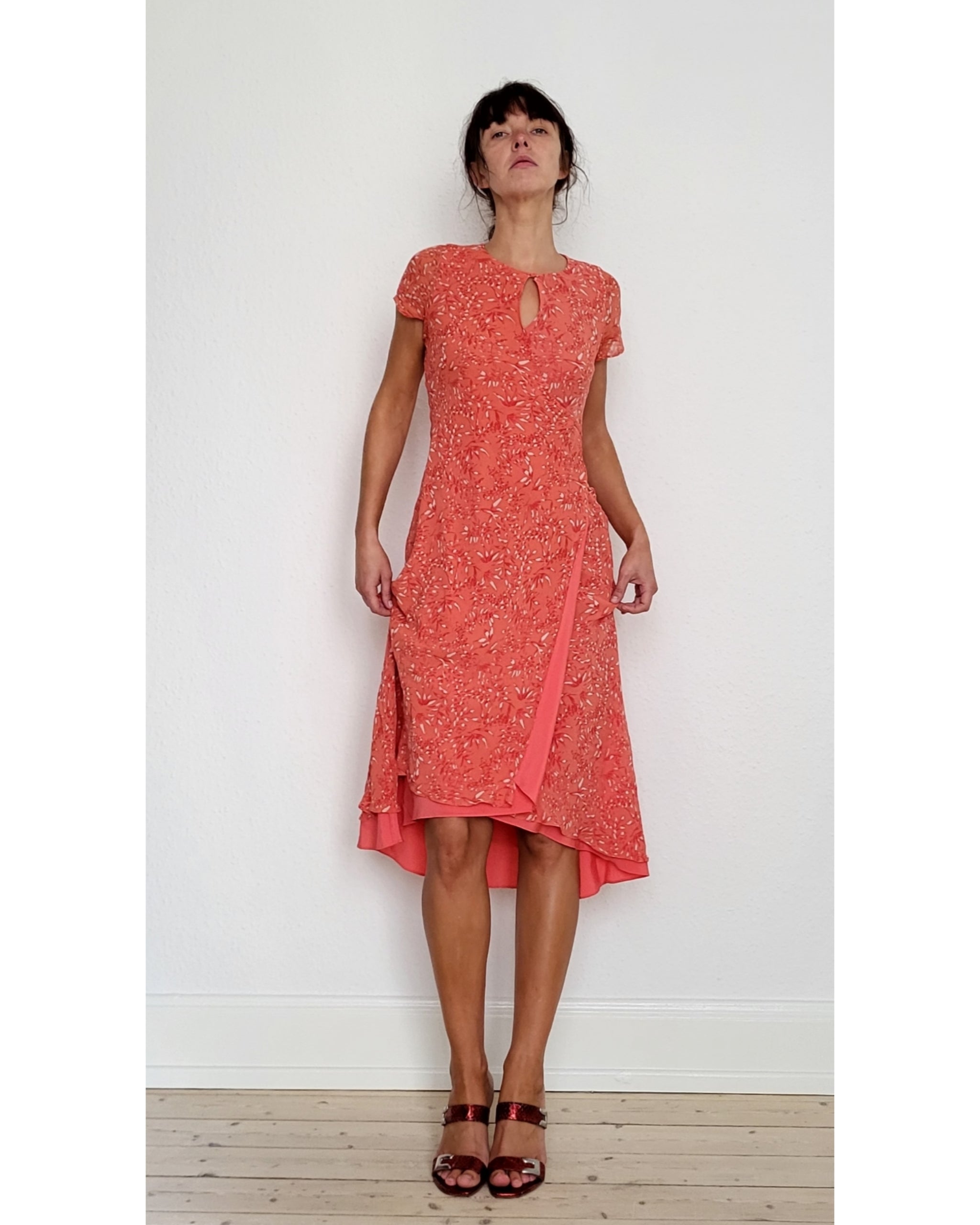 Pinkish orange silk