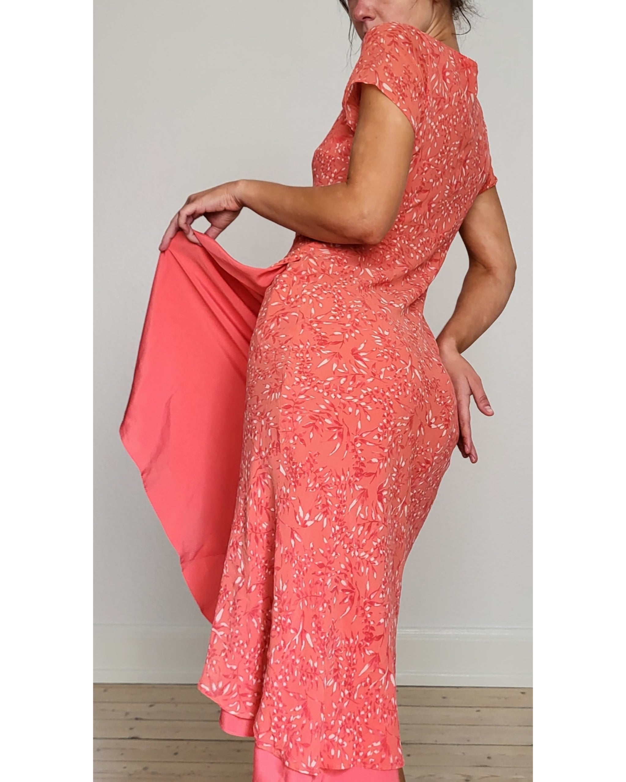 Pinkish orange silk