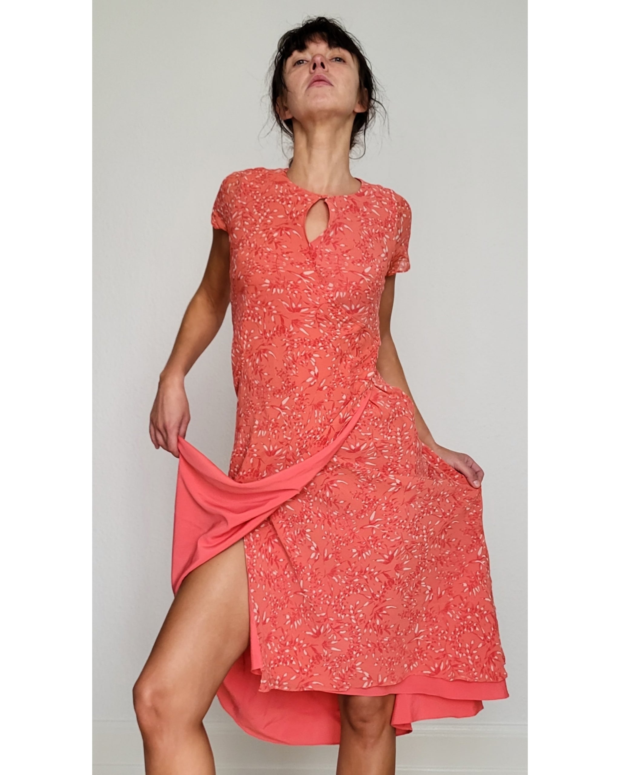 Pinkish orange silk